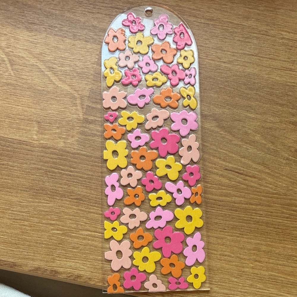 Floral Bookmark with Pink,‎ Orange, and Yellow Flowers